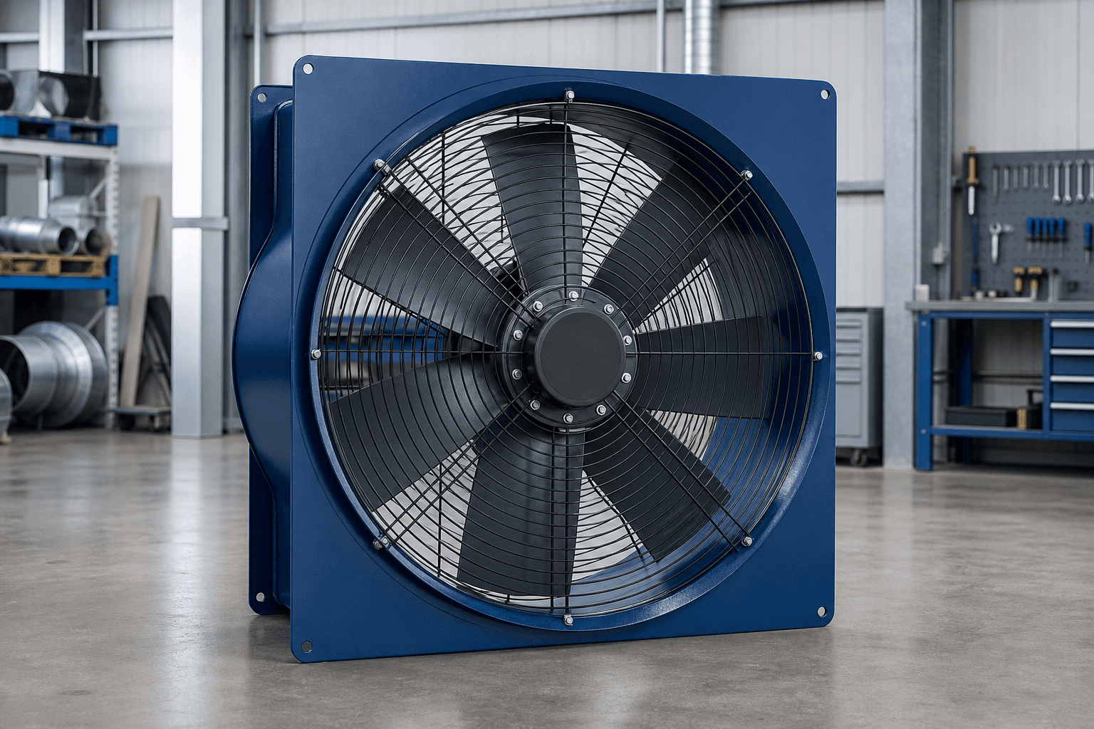 Extractor axial industrial de gran caudal con rejilla